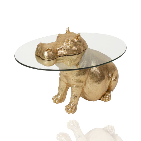 Beistelltisch Patty Potamus, goldenes Flusspferd, Werner Voss
