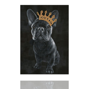 Schwarzer Frenchie, französische Bulldogge mit einer goldenen Krone. Acrylgemälde von imageLand im BRIDEMAKER Onlinestore günstig kaufen