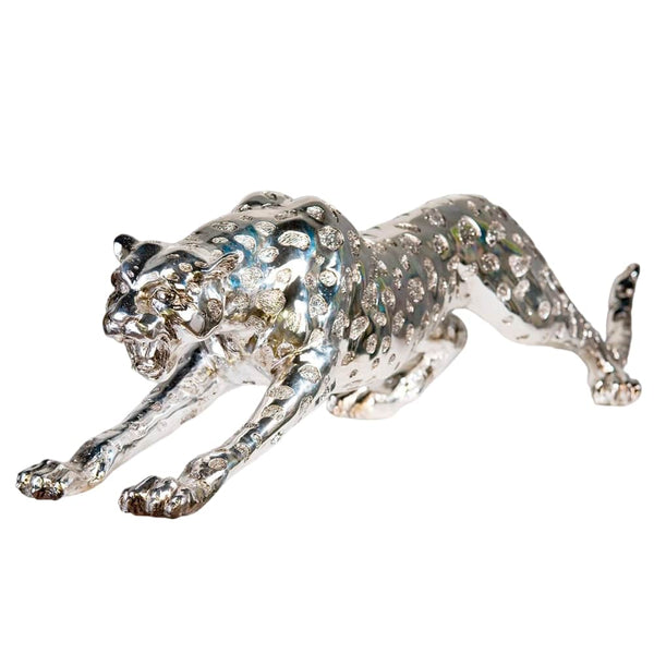 Gepard, Leopard Dekofigur in antiksilber, Gilde