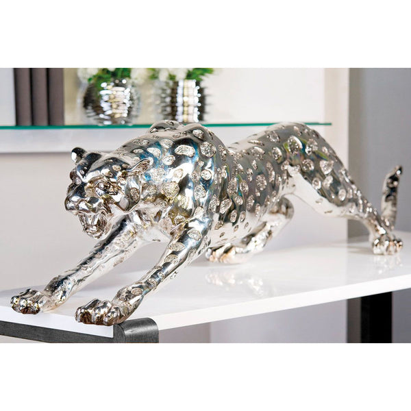 Gepard, Leopard Dekofigur in antiksilber, Gilde