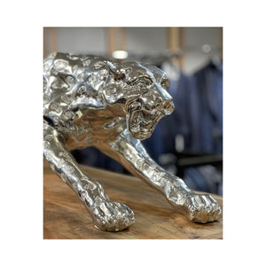 Gepard, Leopard Dekofigur in antiksilber, Gilde