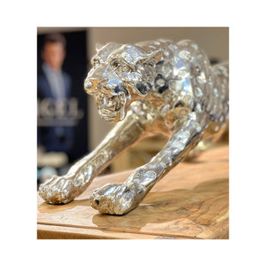 Gepard, Leopard Dekofigur in antiksilber, Gilde