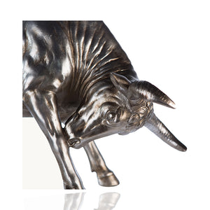 Dekofigur silberfarbener muskulöser Stier, Gilde