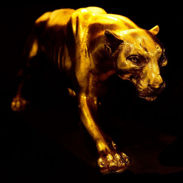Tischleuchte goldener Panther Baghiro, Werner Voss