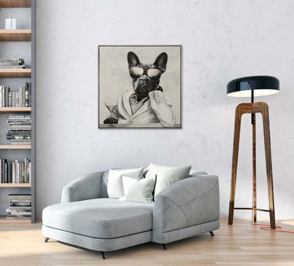 New Yorker Hunde-Mafioso, Acrylgemälde schwarz/weiß 82,5 x  82,5 cm,  Imageland
