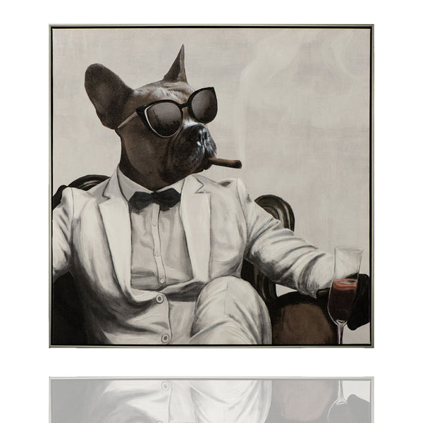 New Yorker Hunde-Mafioso, Acrylgemälde schwarz/weiß 82,5 x  82,5 cm,  Imageland