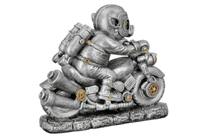 Dekofigur Steampunk Motor-Pig, Schwein auf Motorrad, Gilde
