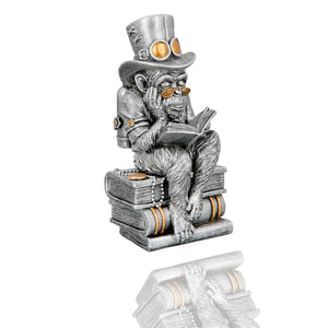 Dekofigur Steampunk reading Ape, lesender Affe mit Brille, Gilde